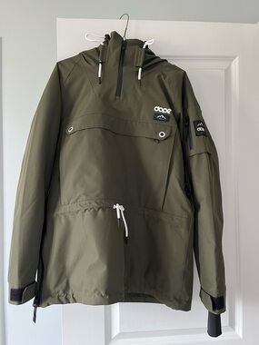 DOPE Olive Green Ski Pullover Anorak Jacket with Hood